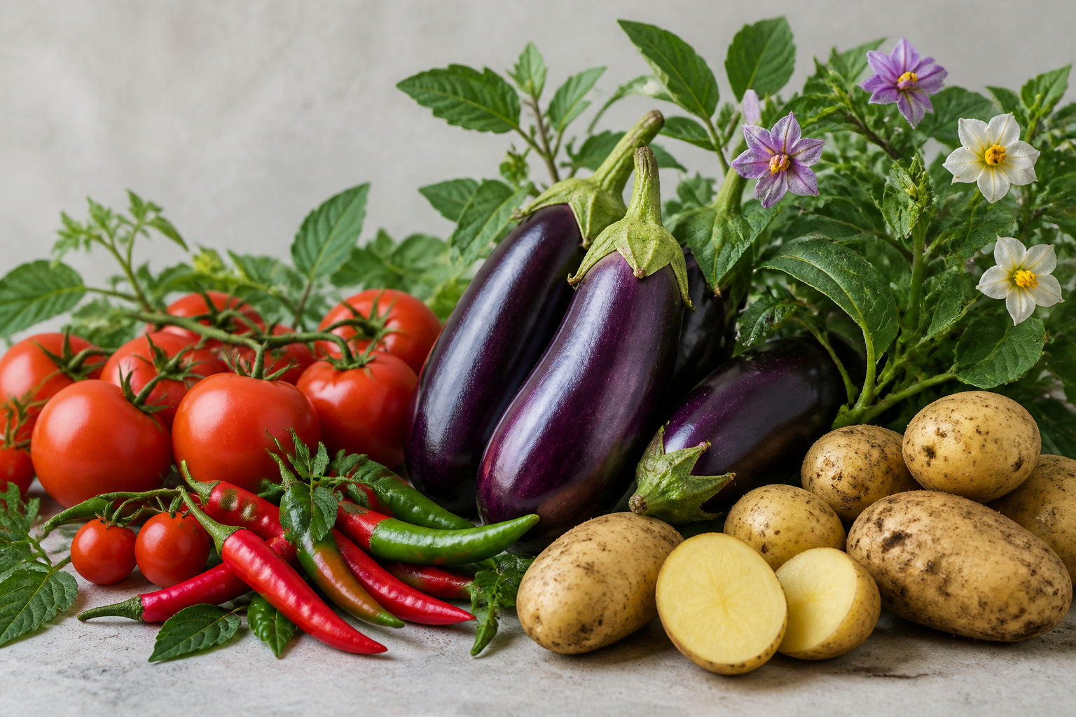 Solanaceae crops — tomato, pepper, eggplant, and potato